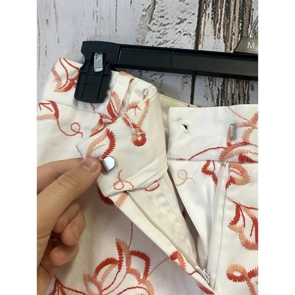 Willi Smith White And Peach Embroidered Slacks - Picture 3 of 3